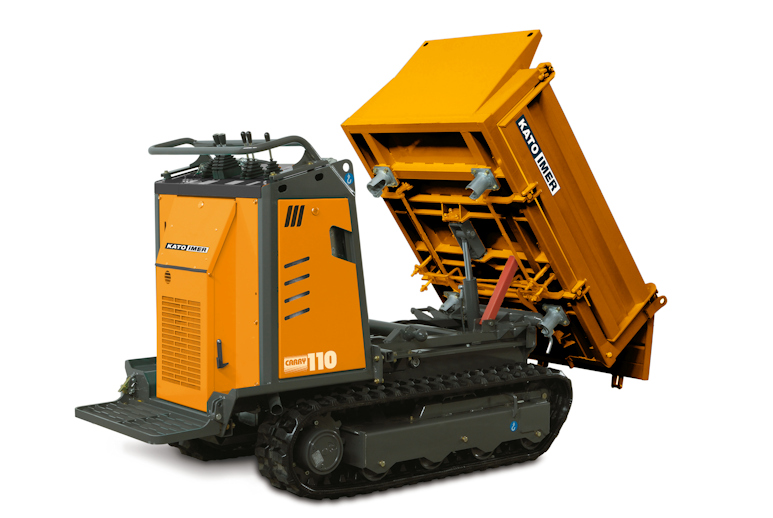 KATO Carry 110 Raupendumper Dreiseitenkipper KATO Carry 110 Raupendumper mit gekippter Pritsche