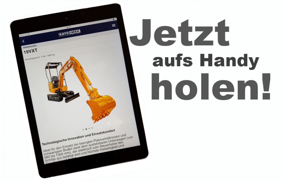 Jetzt die App von KATO Baumaschinen holen